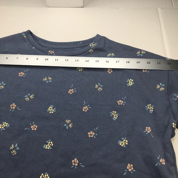 Colsie Women's Long Sleeve Fleece Lounge Sweatshirt Blue With Flowers XS New - Picture 8 of 13